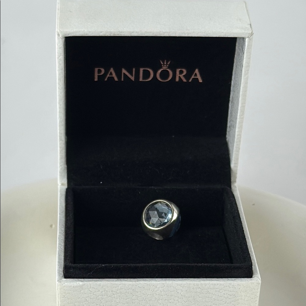 Pandora 925 Silver and Blue Charm with Intricate Design